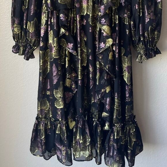 Front Row by Sara & Goldy silk purple and gold Lorax thread size 8 dress - Picture 4 of 7